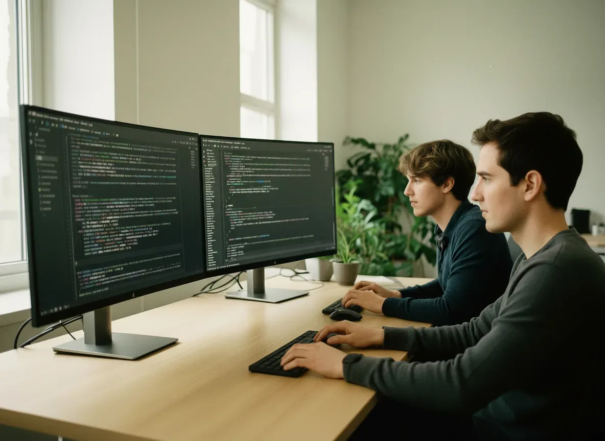 Developers collaborating on code
