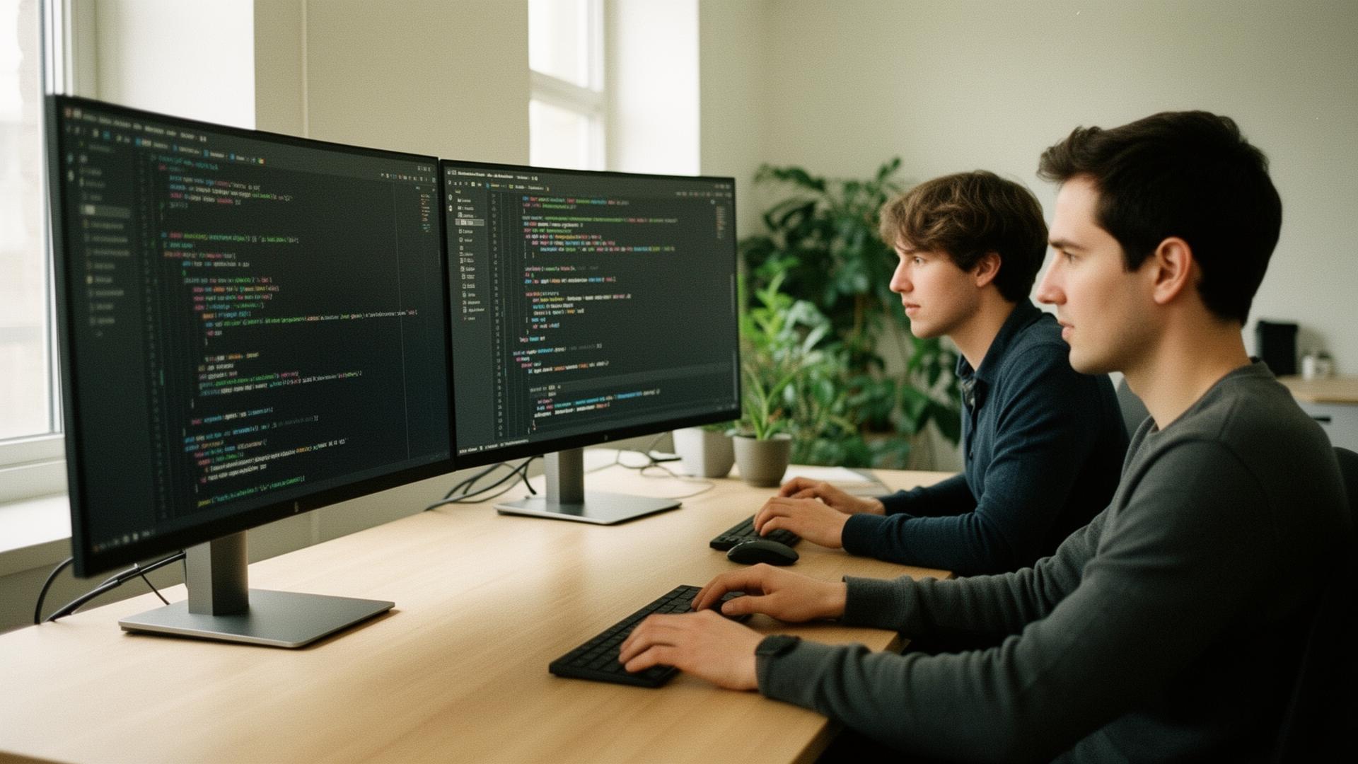 Developers collaborating on code