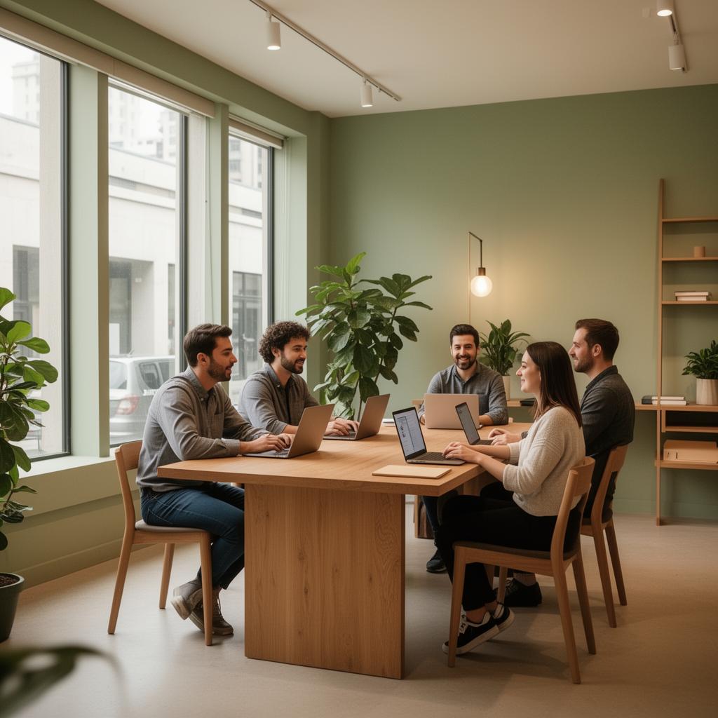 Team collaborating in modern office